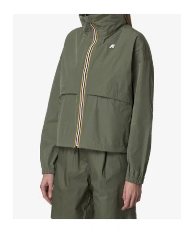K-way Aubette Memory Touch Zip Jacket In Green