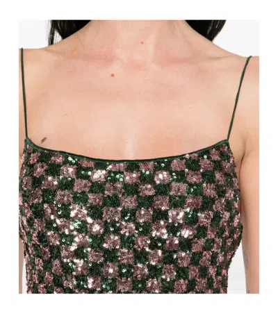 Oseree Sequin-pattern Mini Dress In Green