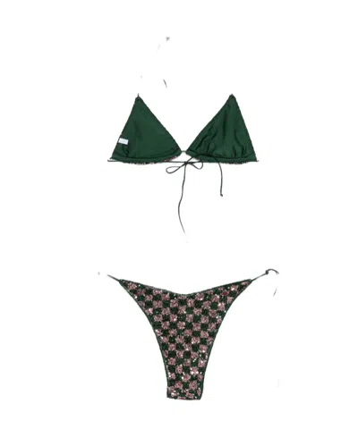 Oseree Lace-up Bikini Set In Multi