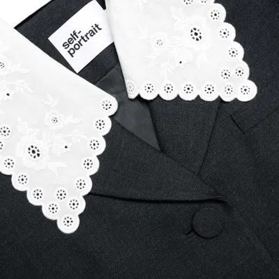 Self-portrait Grey Wool Collared Jacket Jackets Grey In Black