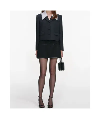 Self-portrait Grey Wool Collared Jacket Jackets Grey In Black