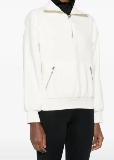 Moose Knuckles Mix Media Zip-front Sweatshirt In White