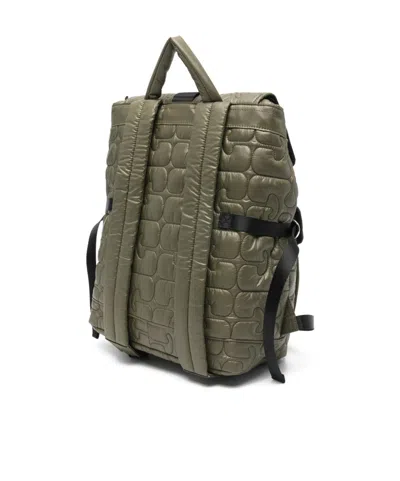 Ganni Nylon Backpack Quilt Pattern Top Handle In Green