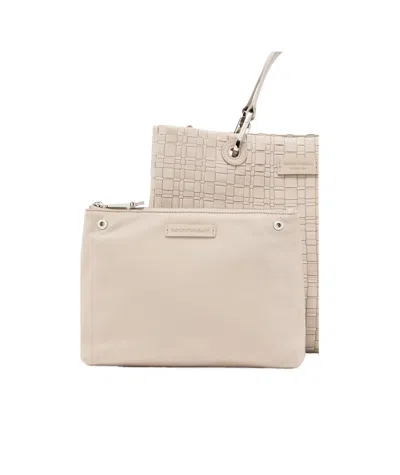 Emporio Armani Myea Medium Shopper Bag In Woven Nylon In Neutral