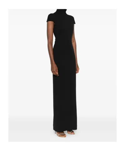 Solace London Maxi Dress High Neck Cap Sleeves Fitted In Black