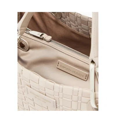 Emporio Armani Myea Medium Shopper Bag In Woven Nylon In Neutral
