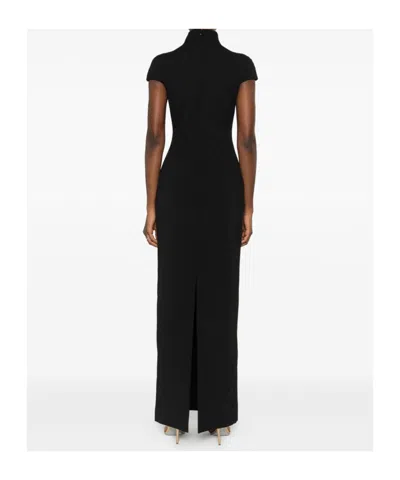Solace London Maxi Dress High Neck Cap Sleeves Fitted In Black