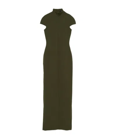 Solace London Maxi Dress Cap Sleeves High Neckline In Green