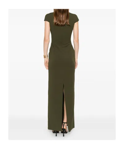 Solace London Maxi Dress Cap Sleeves High Neckline In Green