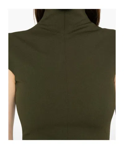 Solace London Maxi Dress Cap Sleeves High Neckline In Green
