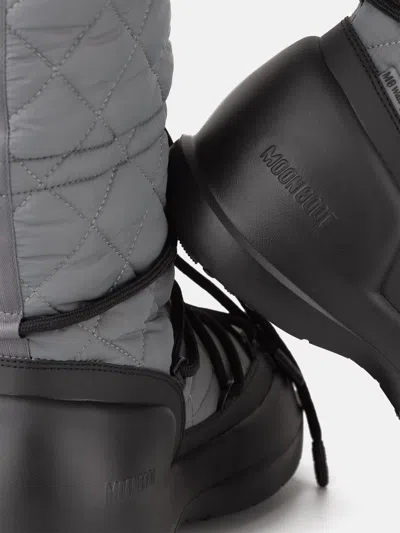 Moon Boot Quilted Rain Boots In Gray