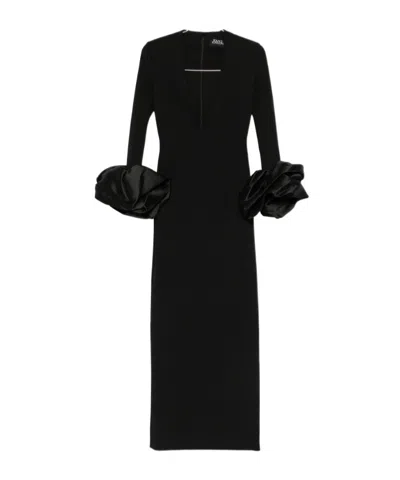 Solace London Valerie Maxi Dress Deep V Neckline In Black