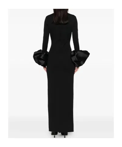 Solace London Valerie Maxi Dress Deep V Neckline In Black