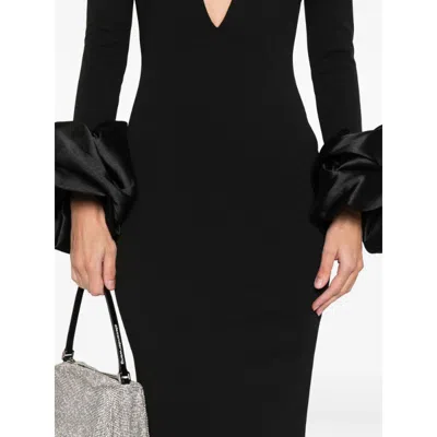 Solace London Valerie Maxi Dress Deep V Neckline In Black