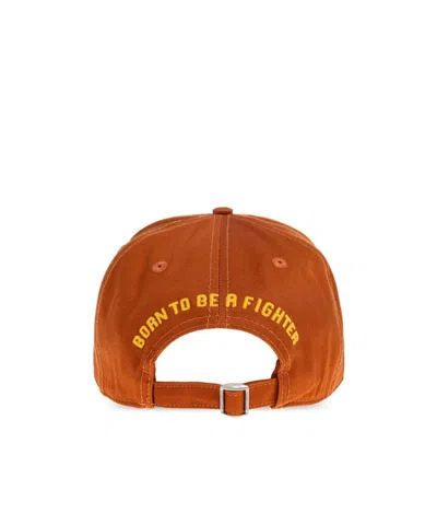 Dsquared2 Dsquared Men Baseball Hat With Logo Patch In Orange