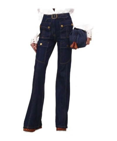 Zimmermann Luna Utility Denim Flared Jeans In Blue