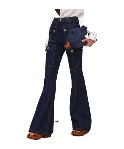Zimmermann Luna Utility Denim Flared Jeans In Blue