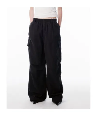 Alexander Wang Elastic Mid-rise Cargo Pants In Black