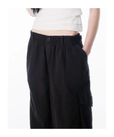 Alexander Wang Elastic Mid-rise Cargo Pants In Black