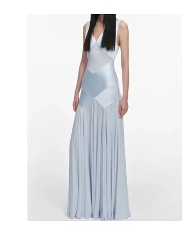 Self-portrait Abito Lungo Celeste Con Schiena Scoperta Self Portrait In Blue