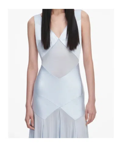 Self-portrait Abito Lungo Celeste Con Schiena Scoperta Self Portrait In Blue