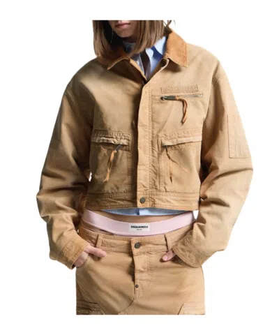 Dsquared2 Garment-dyed Bomber Jacket In Brown