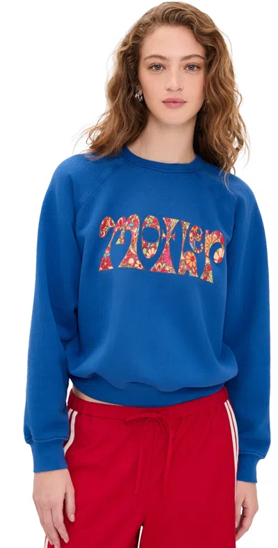 Mother Womens Petal Power The Concert Logo-print Cotton Sweatshirt In Blue