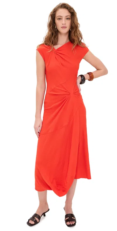 A.l.c Willa Textured Crepe Midi Dress In Persimmon In Orange