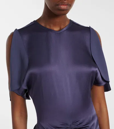 Victoria Beckham Womens Eclipse Isabella Ruched Satin Gown In Blue