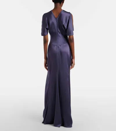 Victoria Beckham Womens Eclipse Isabella Ruched Satin Gown In Blue