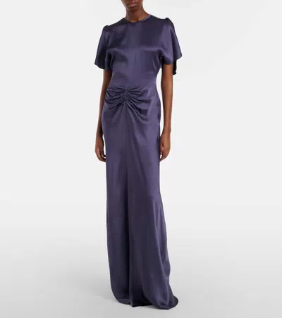 Victoria Beckham Womens Eclipse Isabella Ruched Satin Gown In Blue