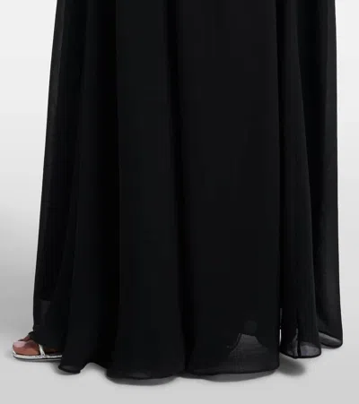 Rebecca Vallance Astros Draped Crystal-trim Halter Gown In Black
