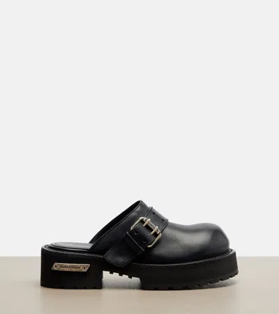 Balenciaga Venom Round Toe Leather Chunky Mules In Black