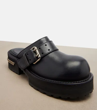Balenciaga Venom Round Toe Leather Chunky Mules In Black