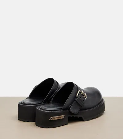 Balenciaga Venom Round Toe Leather Chunky Mules In Black