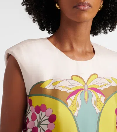 La Doublej San Carlo Belted Printed Silk Maxi Dress In Green