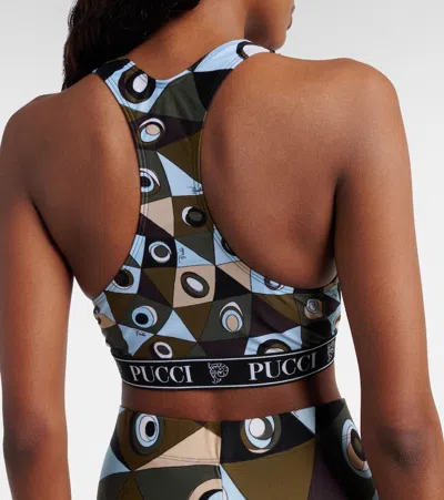 Pucci Logo-band Printed Performance Bra In Multi