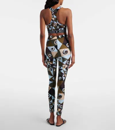 Pucci Polyamide Leggings Geometric Pattern High Waist In Multi