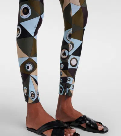 Pucci Polyamide Leggings Geometric Pattern High Waist In Multi