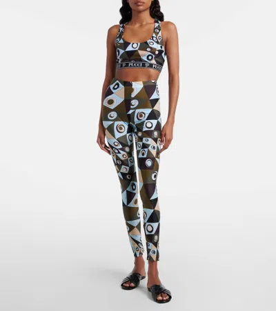 Pucci Polyamide Leggings Geometric Pattern High Waist In Multi