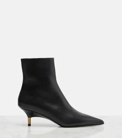 Khaite 55mm Bella Leather Ankle Boots In Black