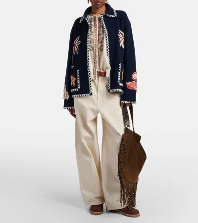 Alanui Remember Me Virgin Wool Jacket In Blue