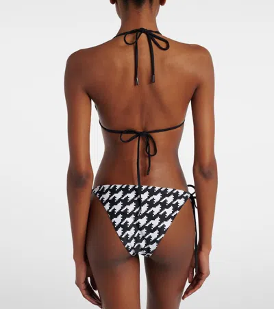 Perfect Moment Houndstooth-pattern Bikini Top In Black