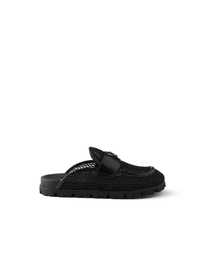 Prada Triangle Logo Mules In Black