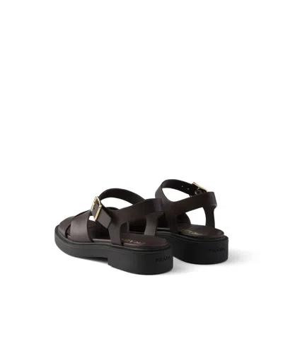 Prada Leather Platform Sandals In Multi