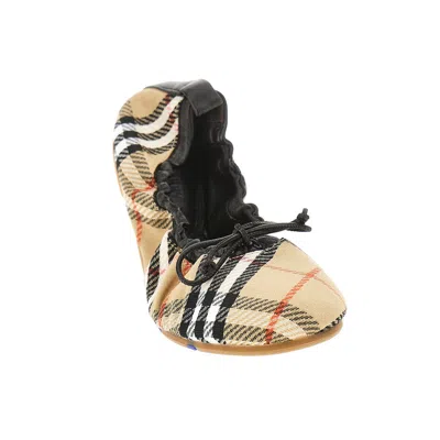 Burberry Women Fawn Ballerinas With Traditional Check Motif In Multi