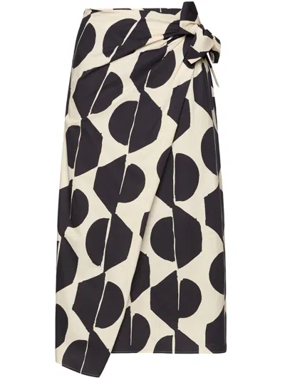 Elena Miro' Patterned Midi Skirt In Black