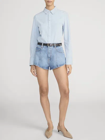 Frame The Tilt High Rise Denim Mini Shorts In Blue