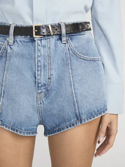 Frame The Tilt High Rise Denim Mini Shorts In Blue