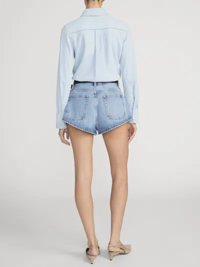 Frame The Tilt High Rise Denim Mini Shorts In Blue